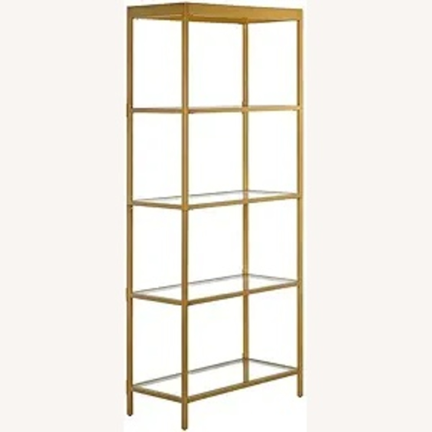 Gold Metal & Glass 5-Shelf Bookcase - image-4