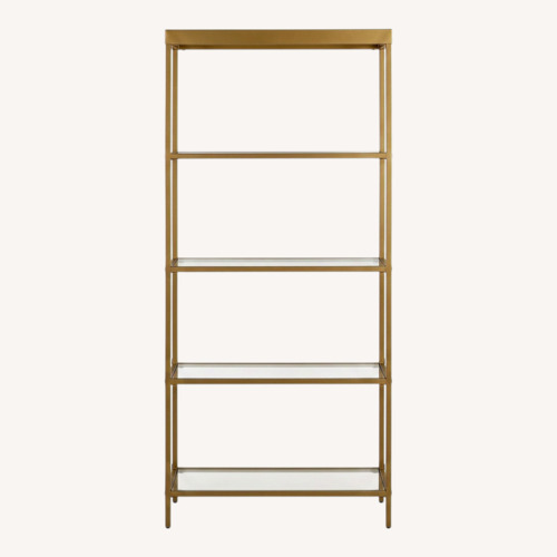 Used Gold Metal & Glass 5-Shelf Bookcase for sale on AptDeco