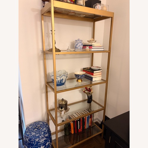 Used Gold Metal & Glass 5-Shelf Bookcase for sale on AptDeco