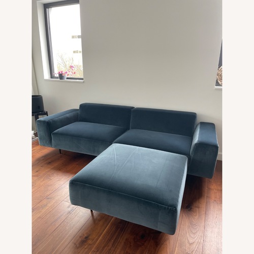Used Bensen Endless Blue Velvet 3+ Piece Sectional for sale on AptDeco