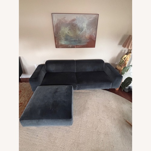 Used Bensen Endless Blue Velvet 3+ Piece Sectional for sale on AptDeco