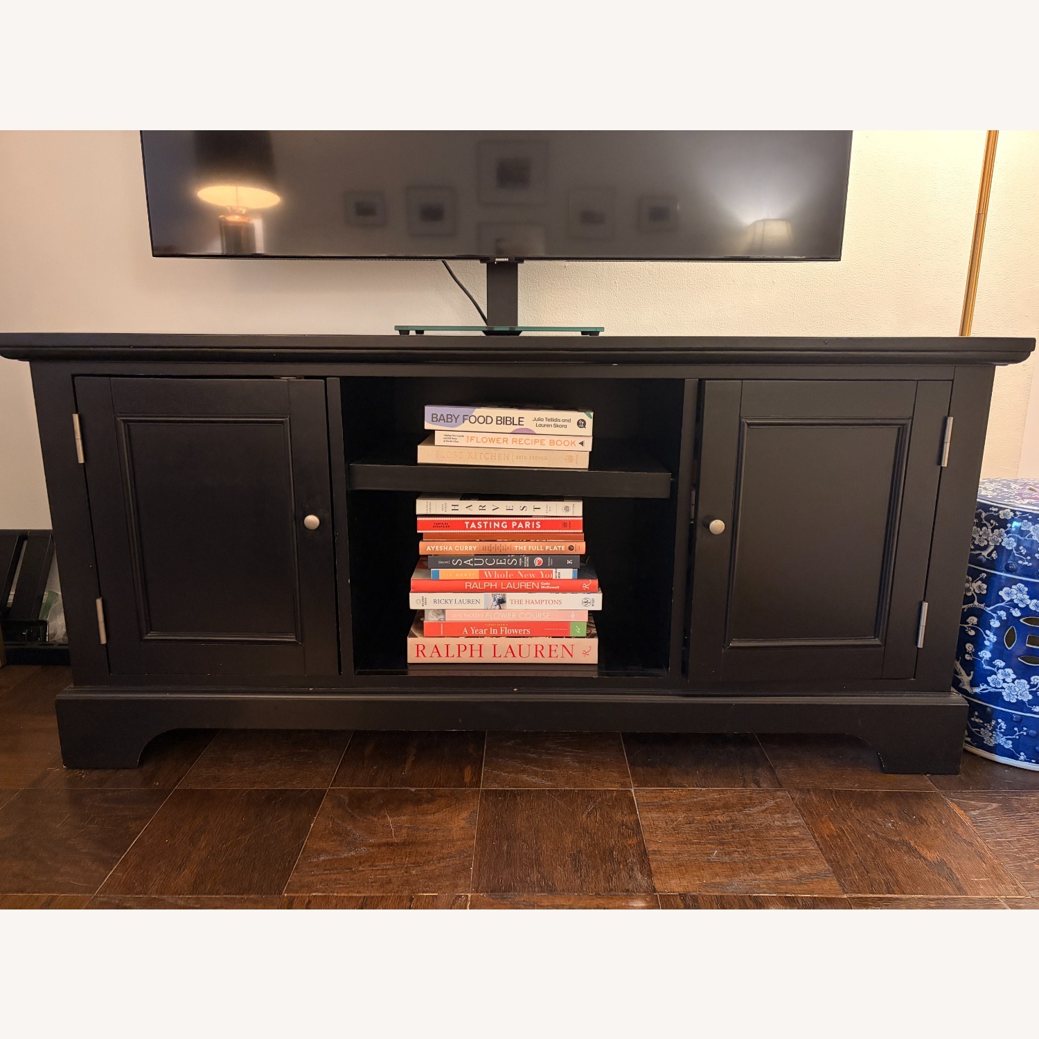Raymour & Flanigan Black Wood Media Storage - image-1
