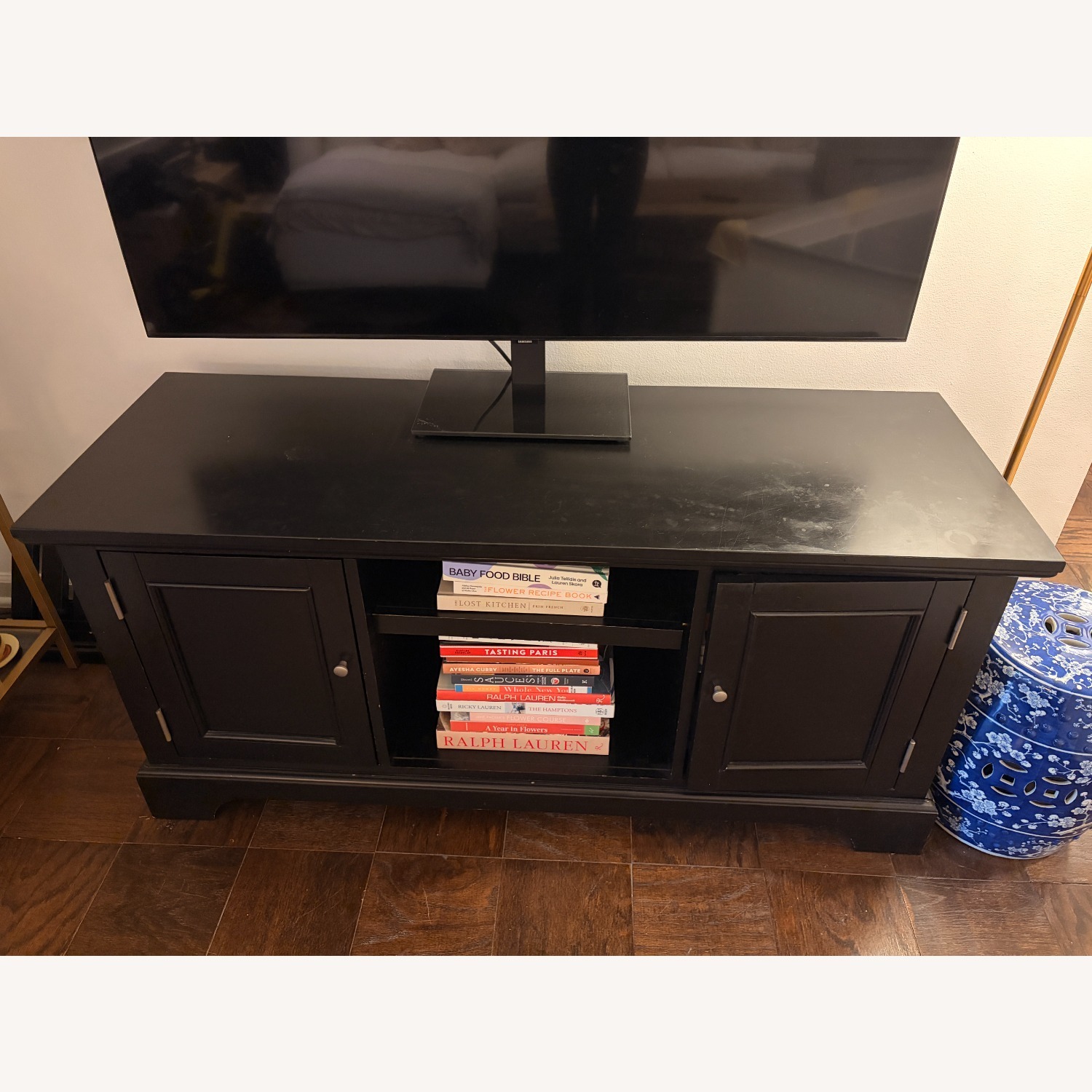 Raymour & Flanigan Black Wood Media Storage - image-4