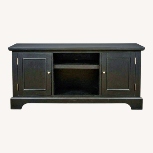 Used Raymour & Flanigan Black Wood Media Storage for sale on AptDeco