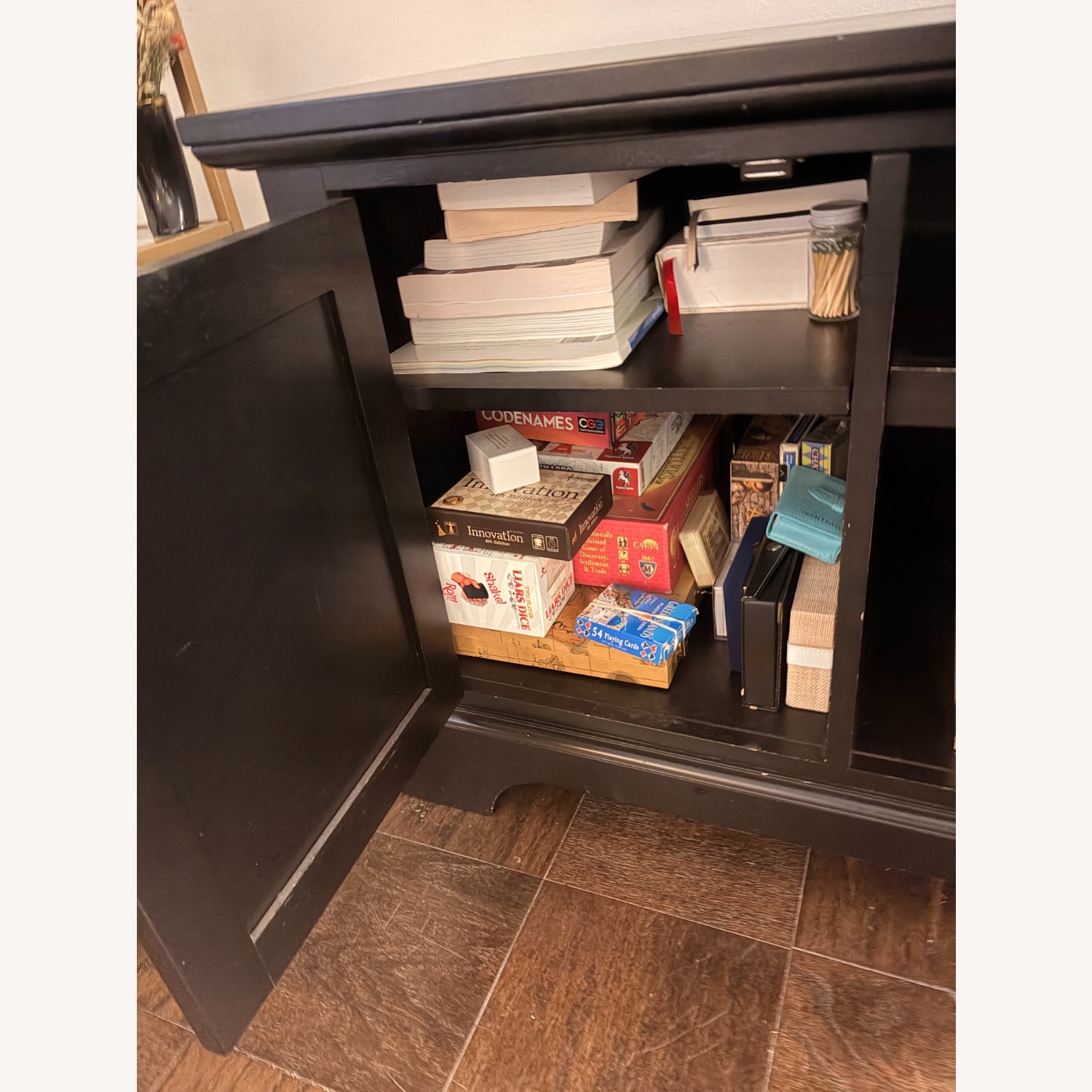 Raymour & Flanigan Black Wood Media Storage - image-2