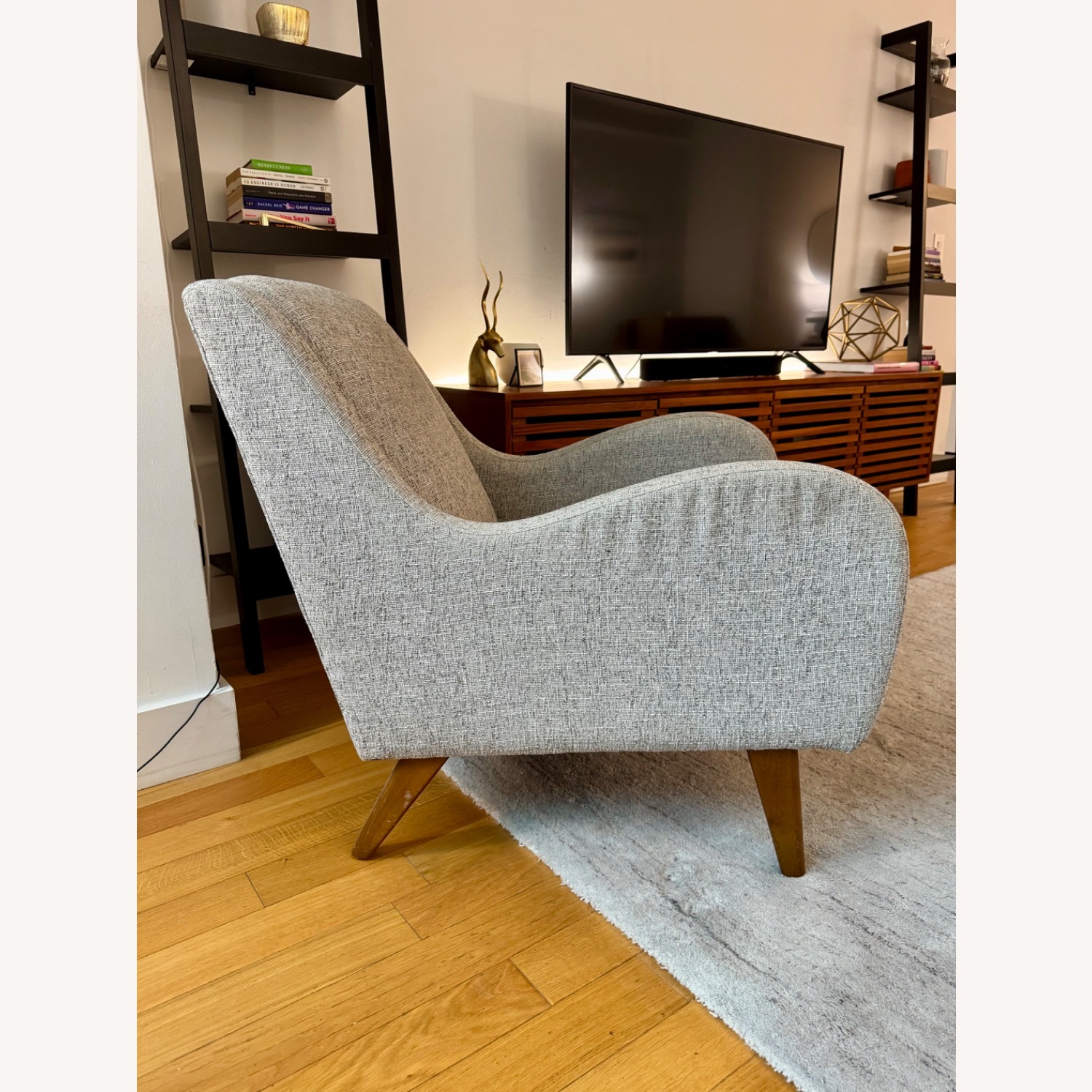 West Elm Sebastian Light Gray Fabric Armchair - image-5