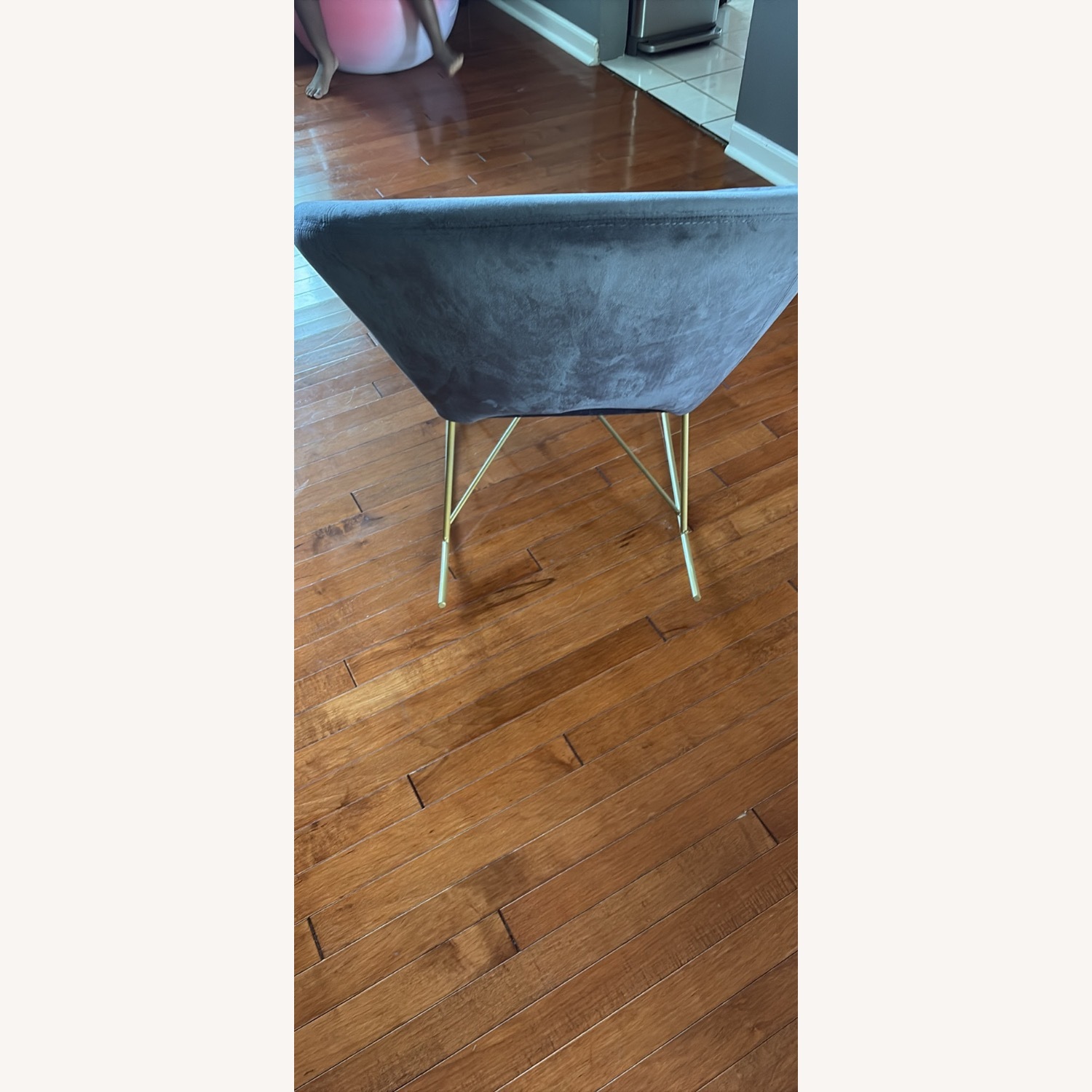 TOV Furniture Dark Gray Microsuede Accent Chair - image-2