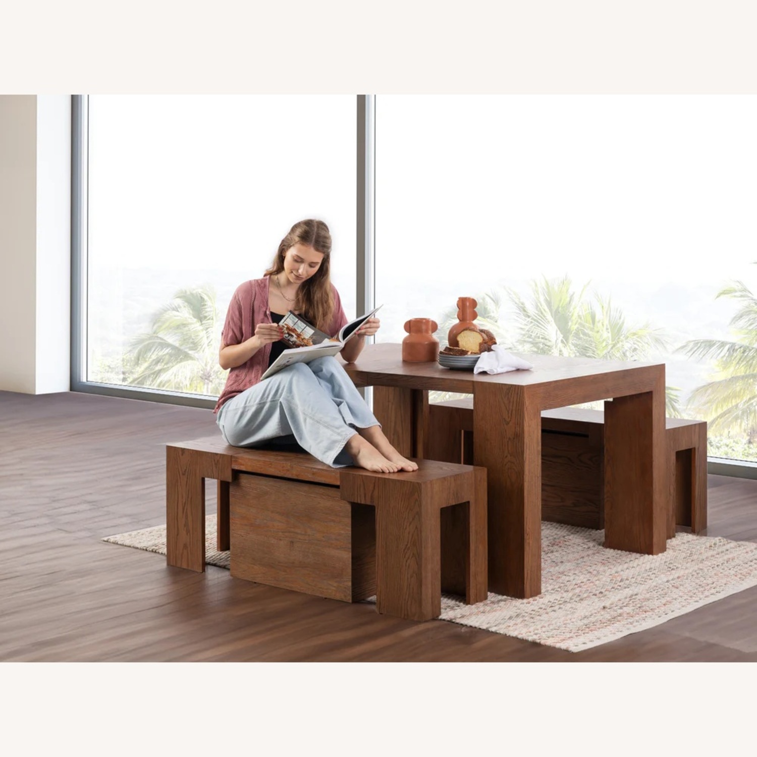 Transformer Table Dining Set Table & 2 Benches - image-5