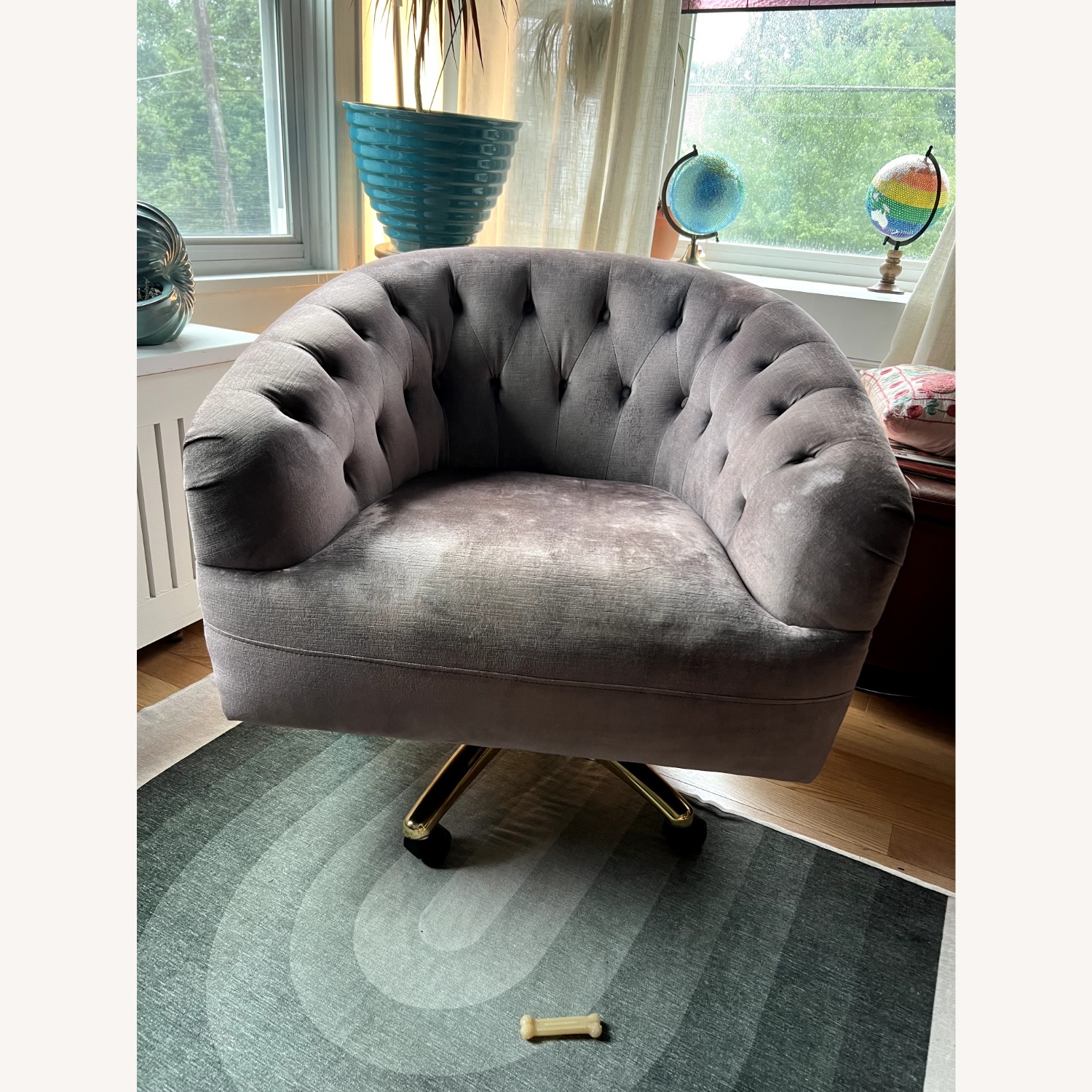 Anthropologie Pink Velvet Accent Chair - image-1