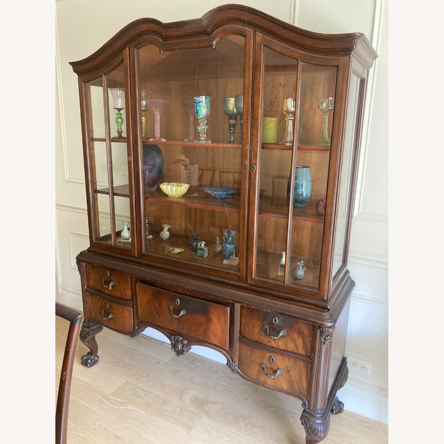 Antique Dark Brown Wood Sideboard - image-1