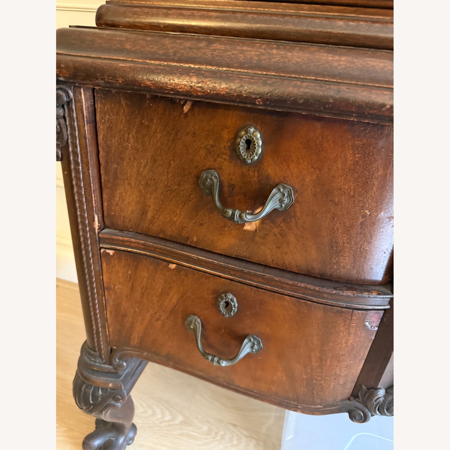 Antique Dark Brown Wood Sideboard - image-4