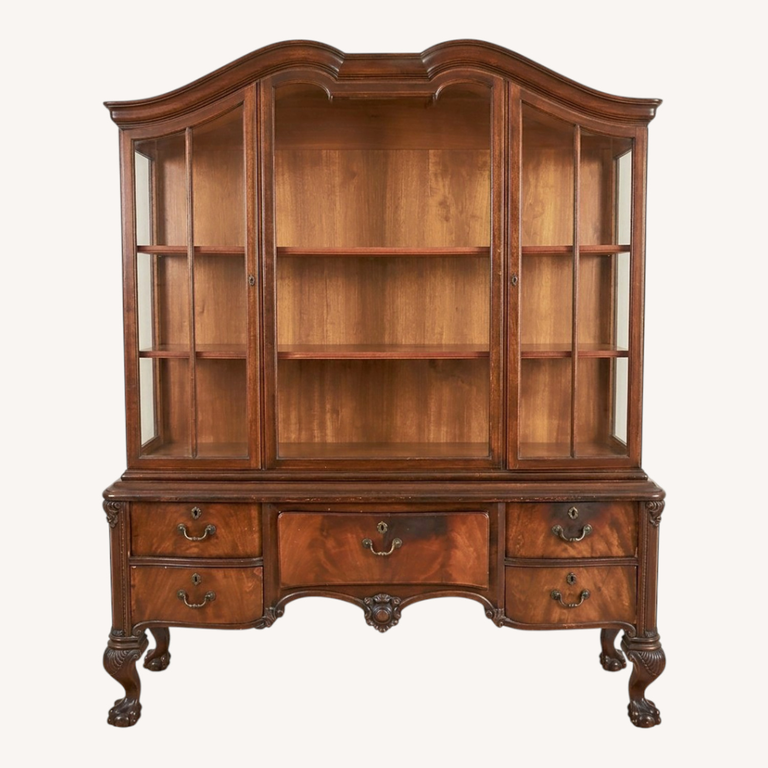 Antique Dark Brown Wood Sideboard - image-0