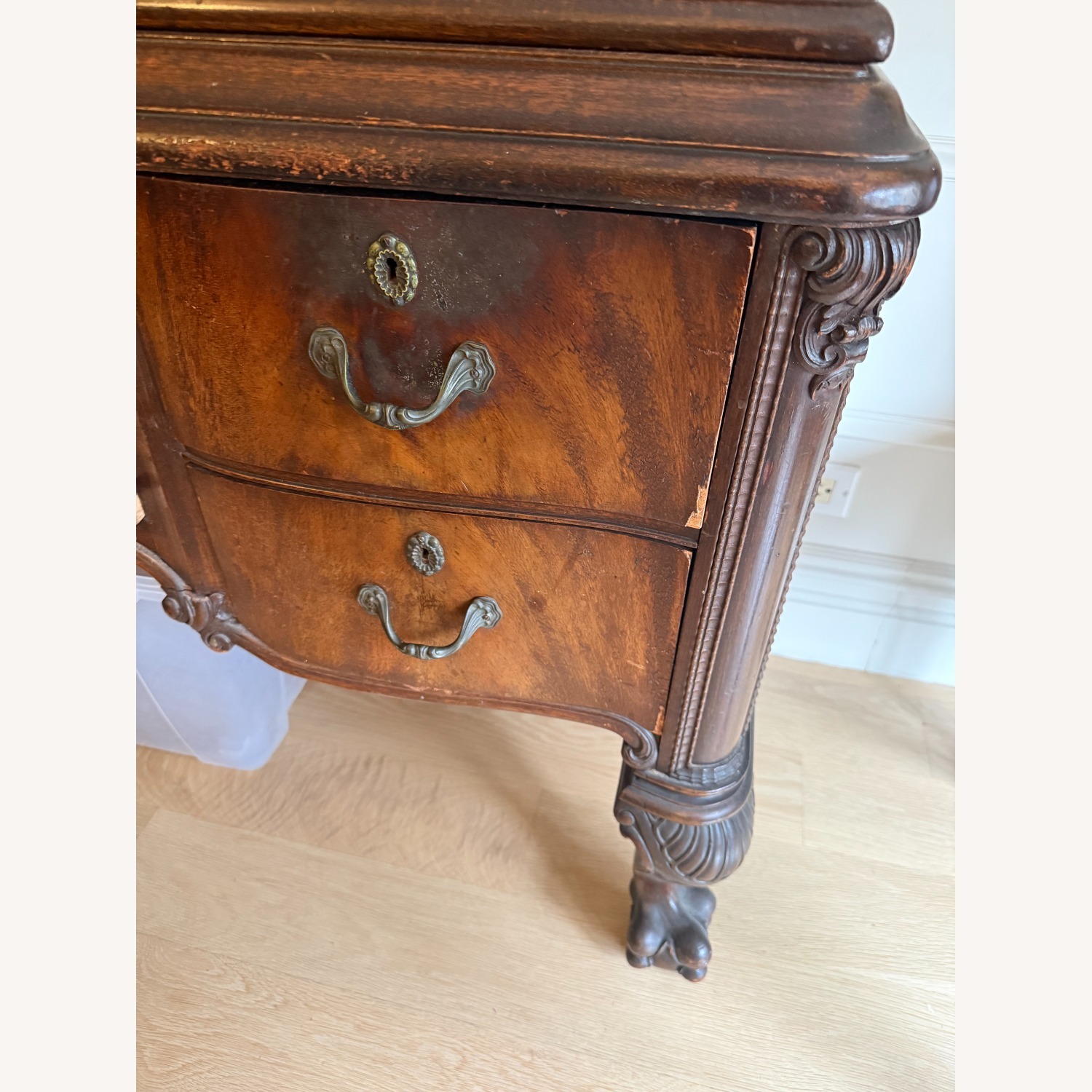 Antique Dark Brown Wood Sideboard - image-3