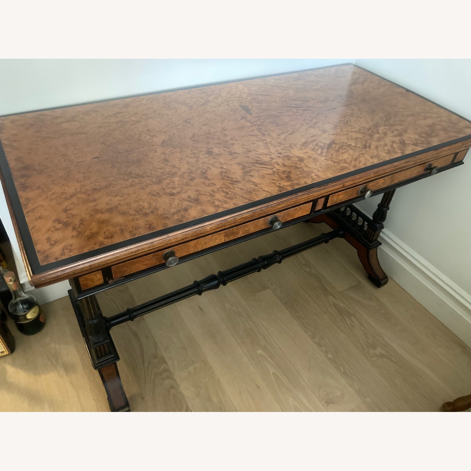 Antique Dark Brown Wood Desk - image-2