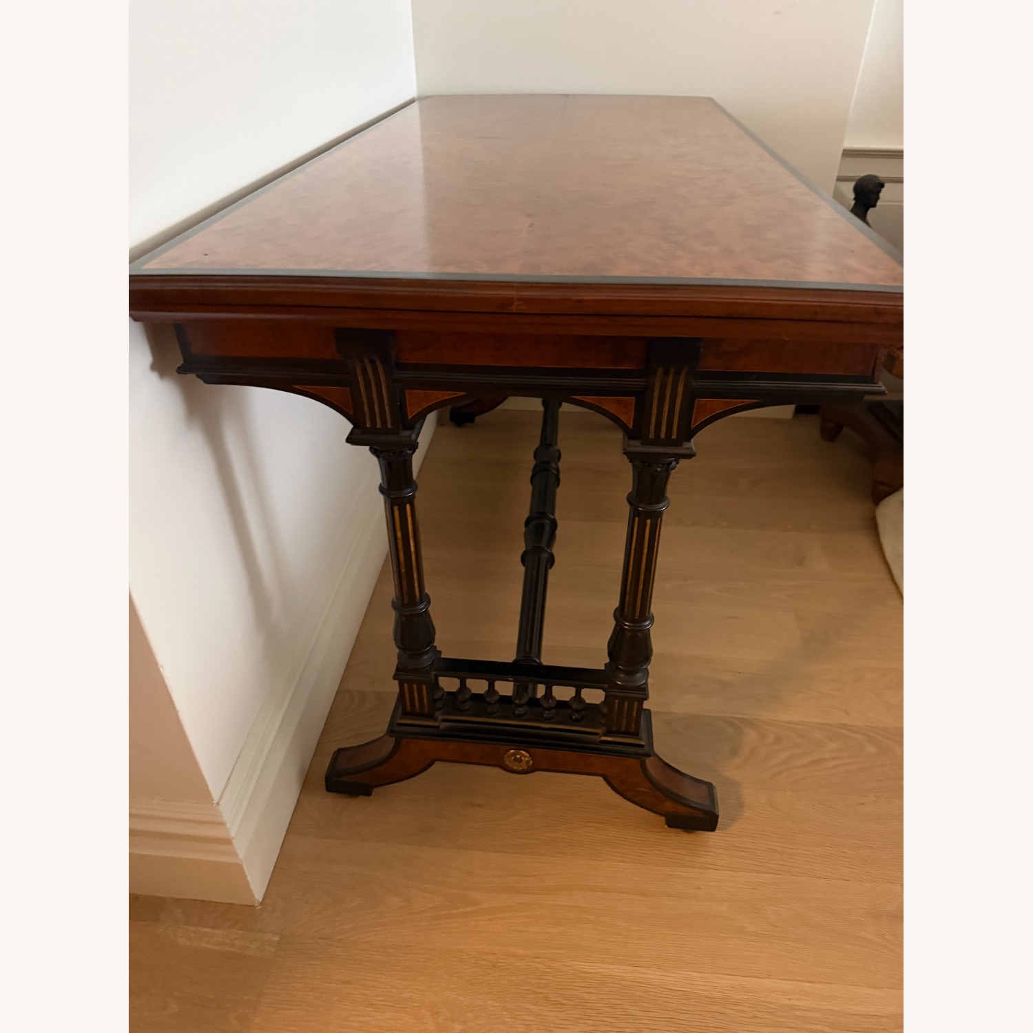 Antique Dark Brown Wood Desk - image-3