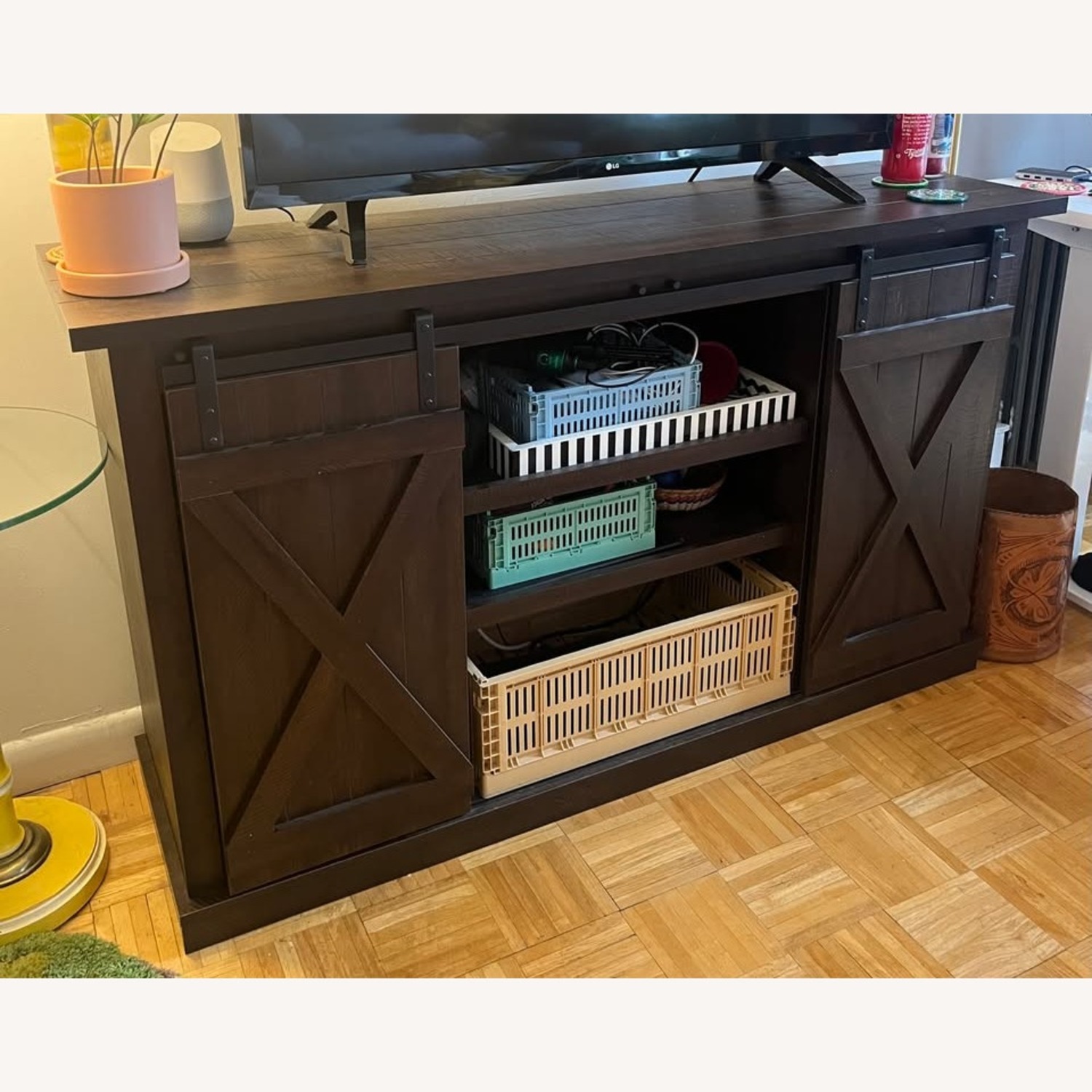 Bell'O Dark Brown Wood Media Storage - image-3