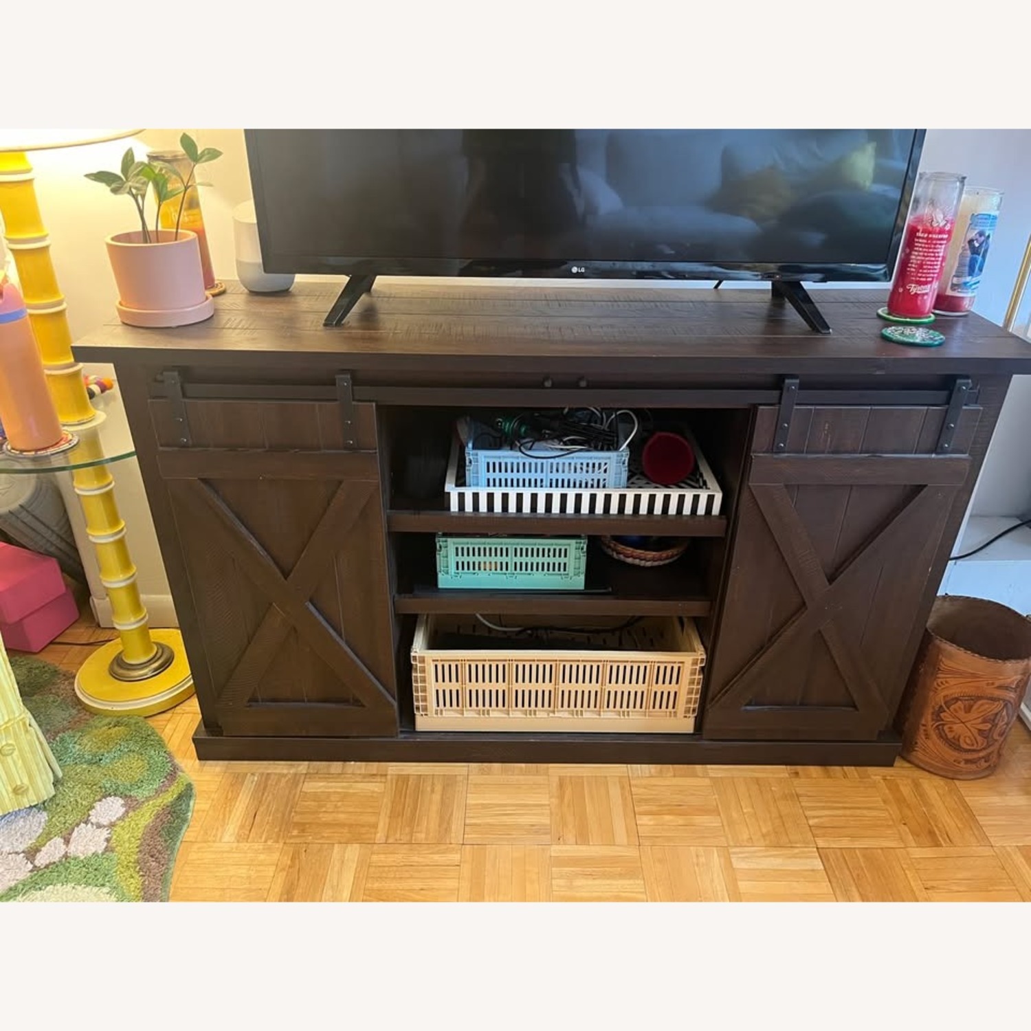 Bell'O Dark Brown Wood Media Storage - image-4
