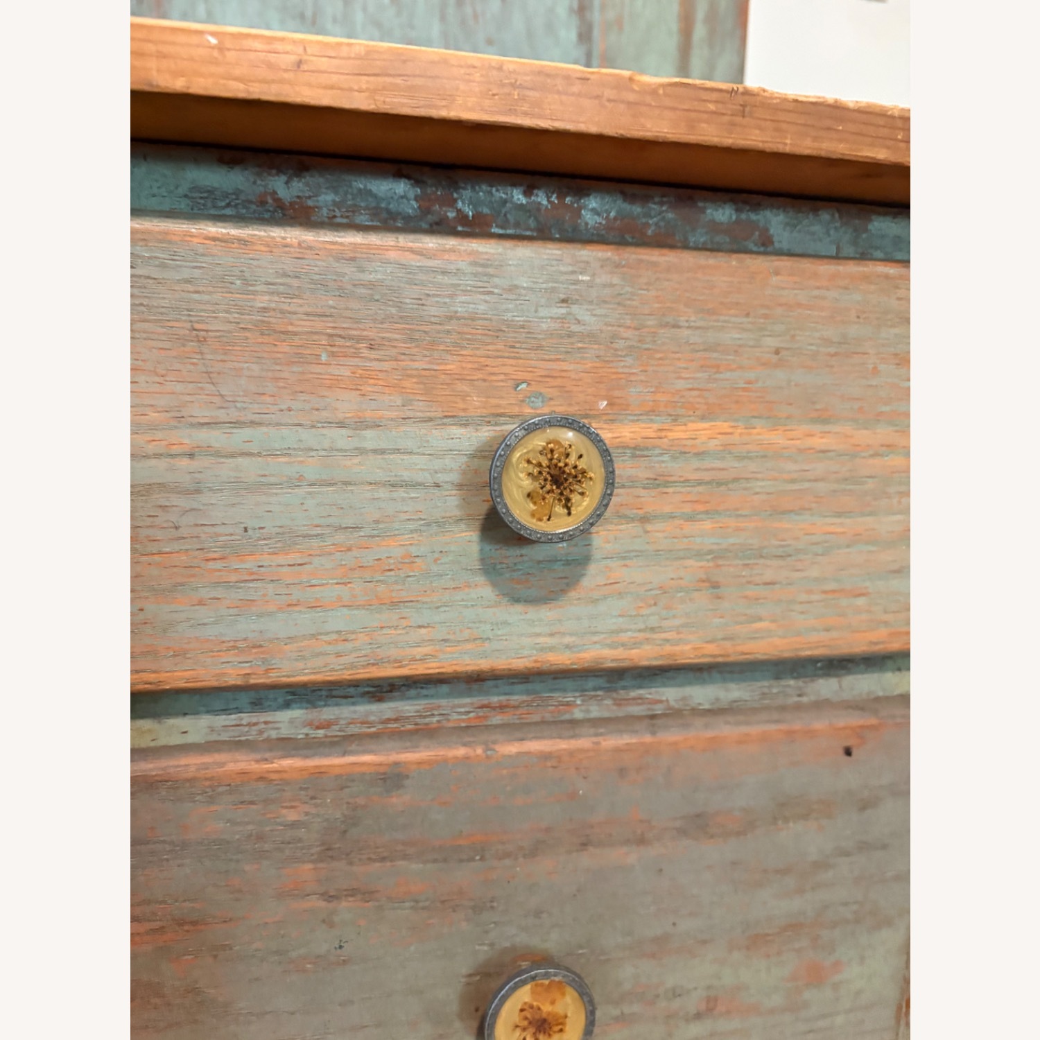 Vintage/Antique Green Wood Wall Unit - image-7