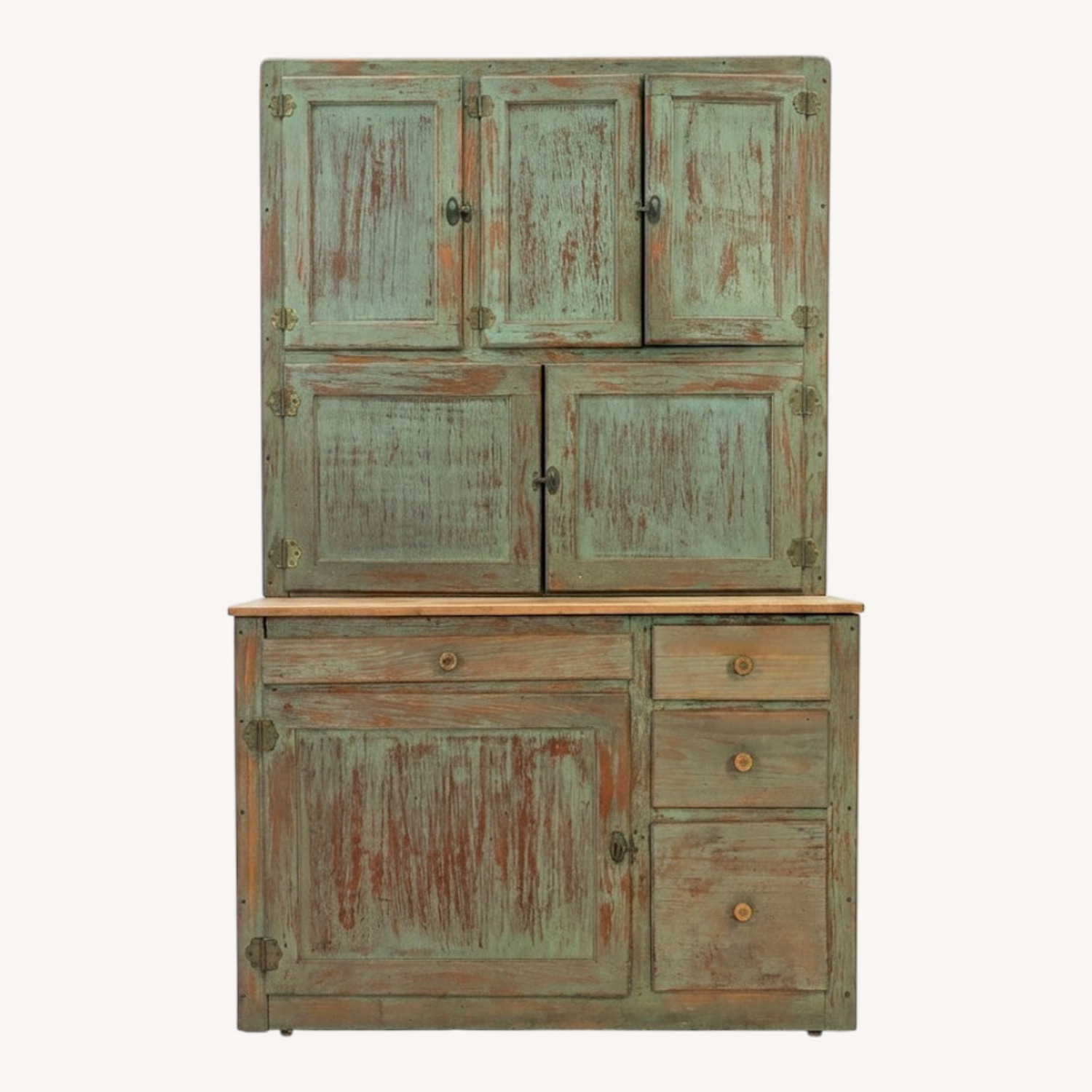 Vintage/Antique Green Wood Wall Unit - image-0