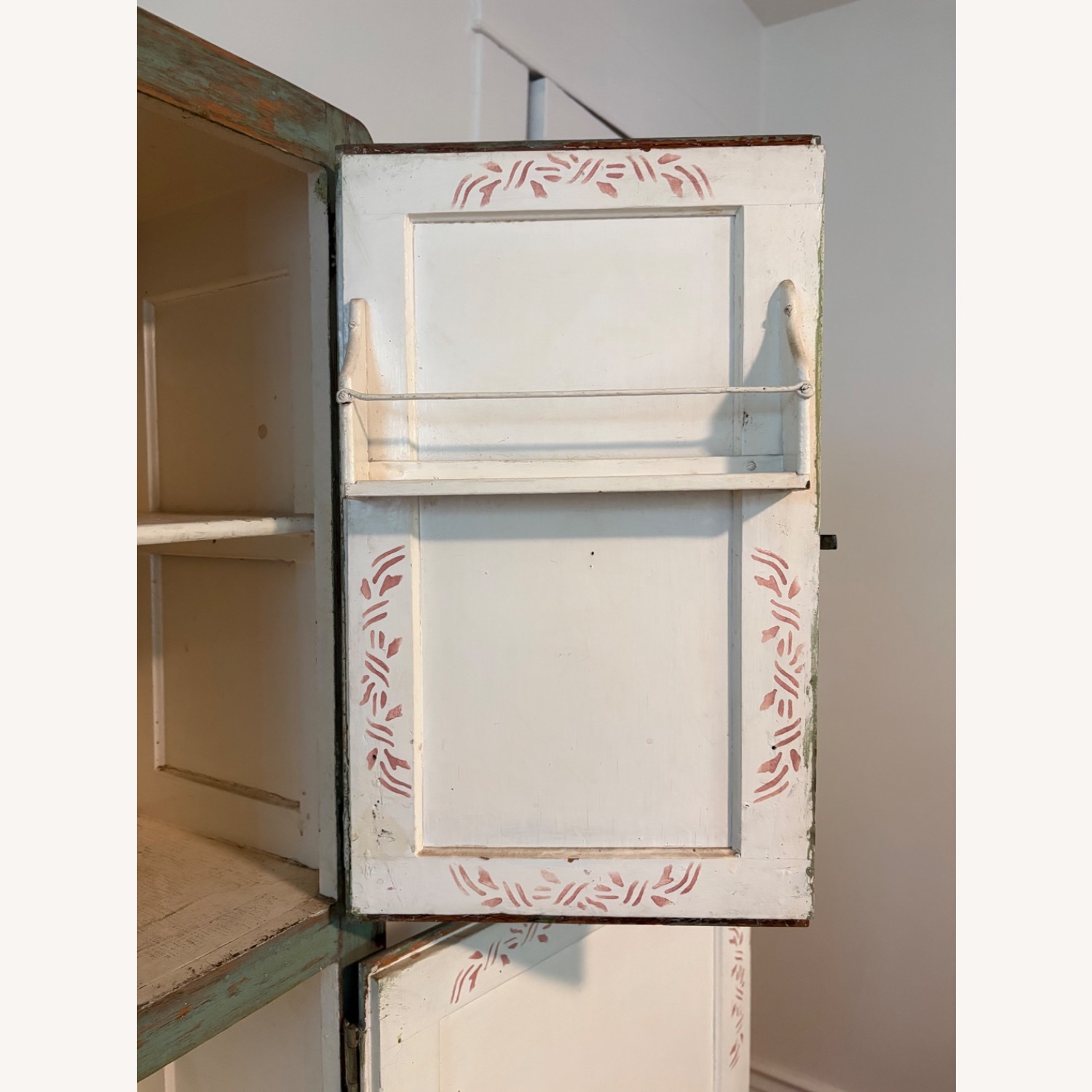 Vintage/Antique Green Wood Wall Unit - image-5