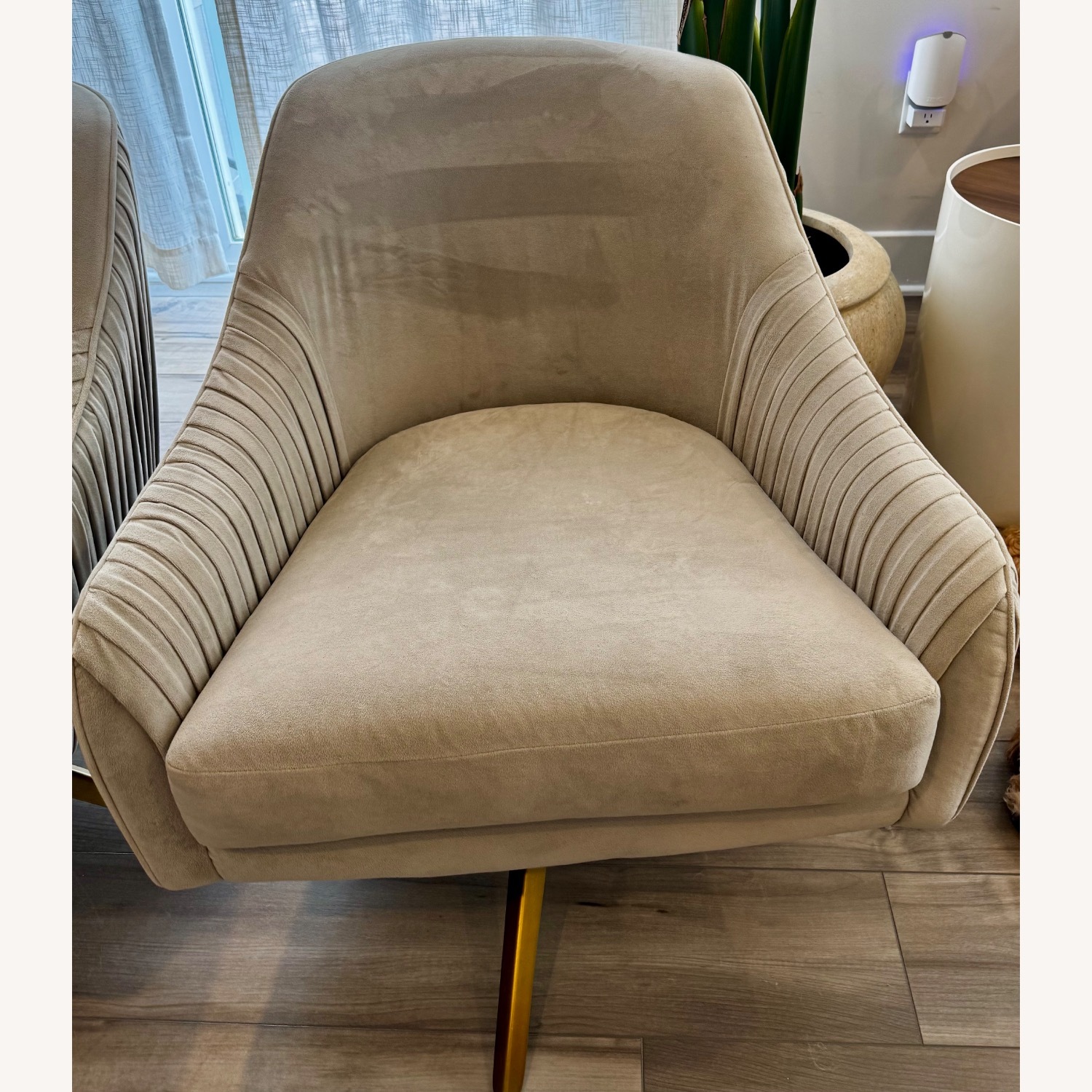 West Elm Light Gray Velvet Accent Chairs - image-4