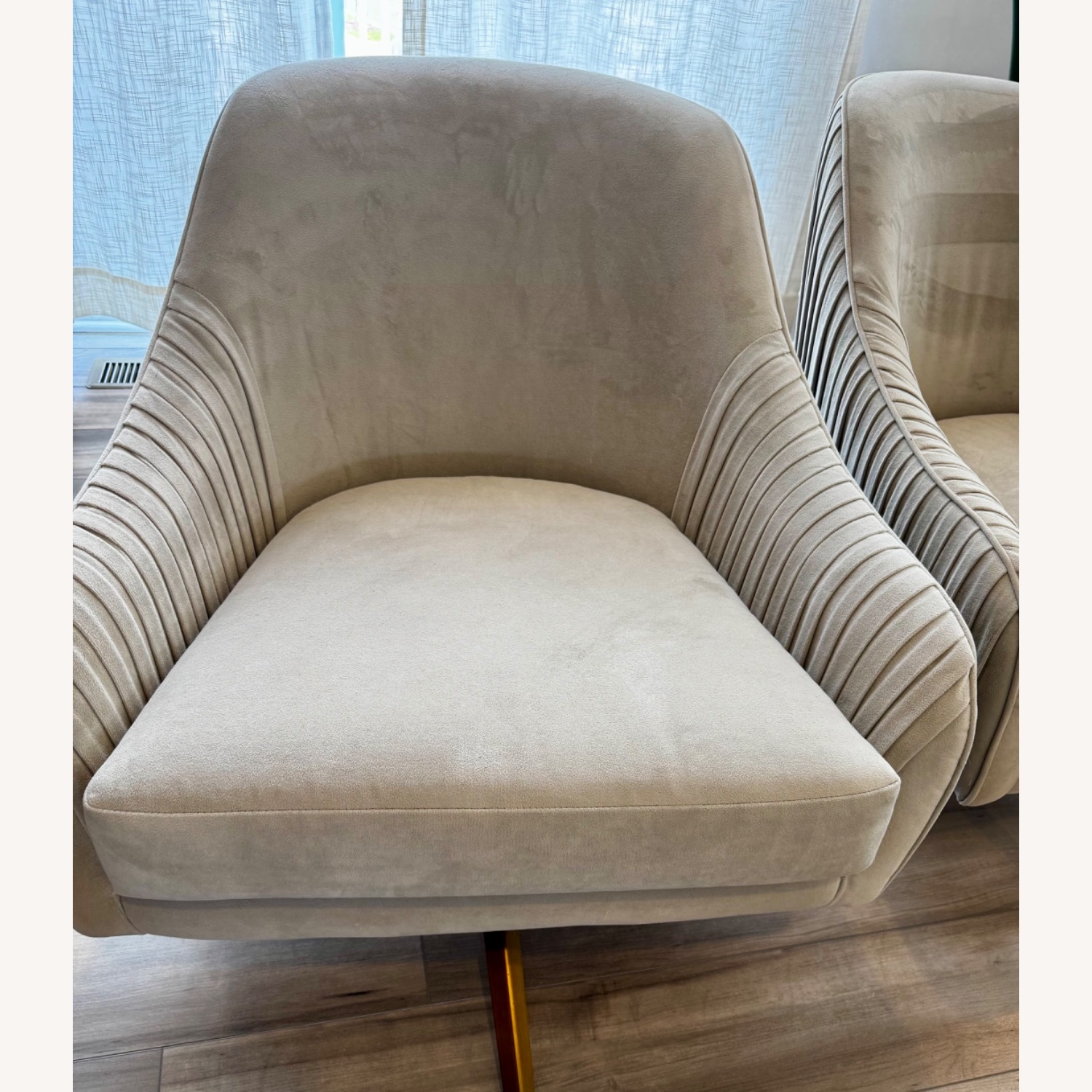 West Elm Light Gray Velvet Accent Chairs - image-3