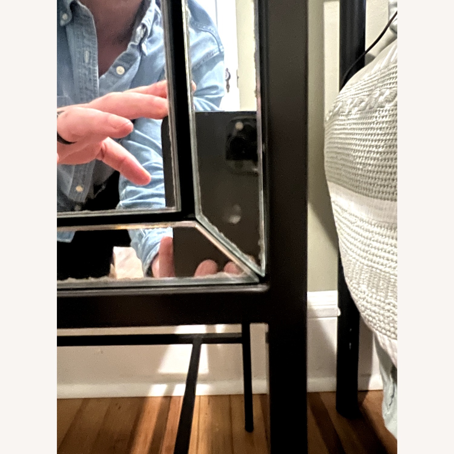 West Elm Black Mirrored Glass Nightstands - image-5