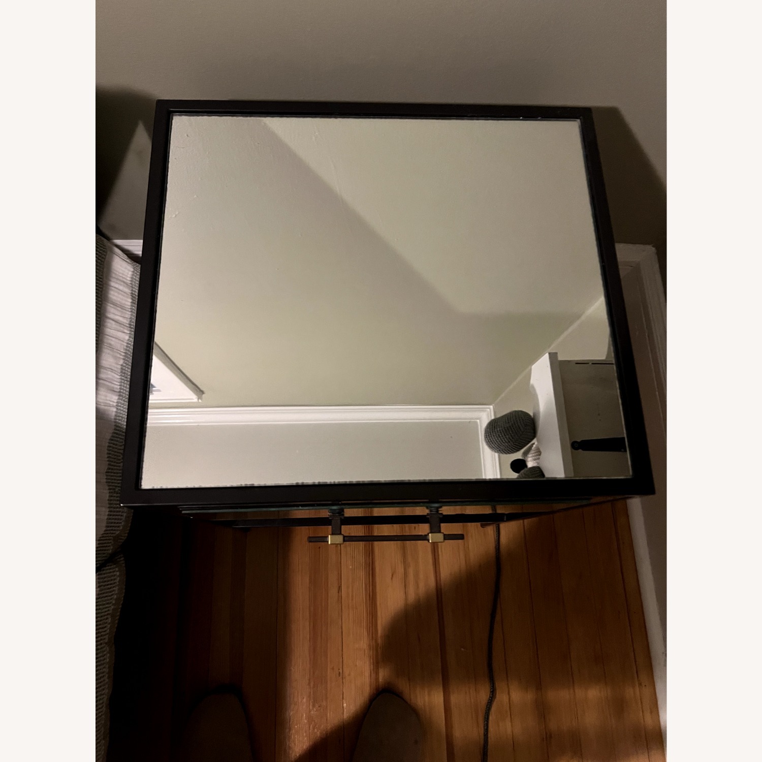 West Elm Black Mirrored Glass Nightstands - image-4