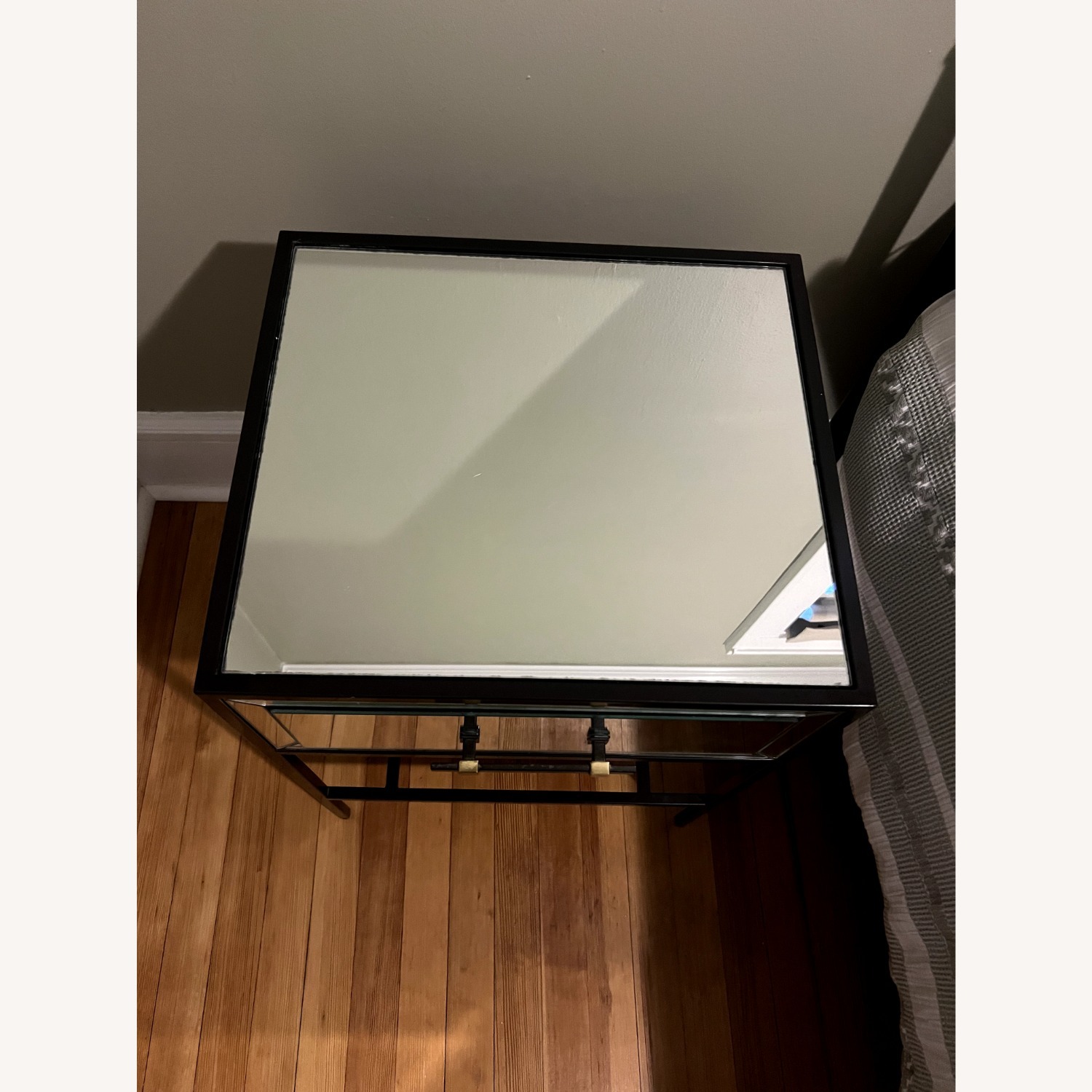 West Elm Black Mirrored Glass Nightstands - image-2