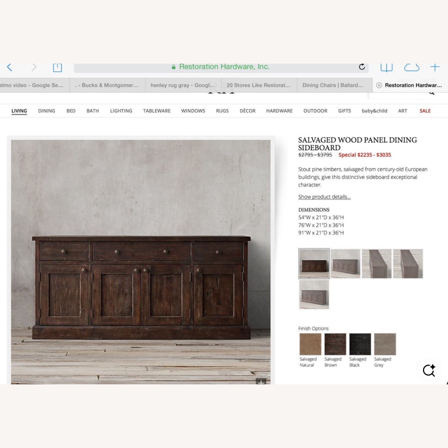 Restoration Hardware Wood Sideboard - image-9