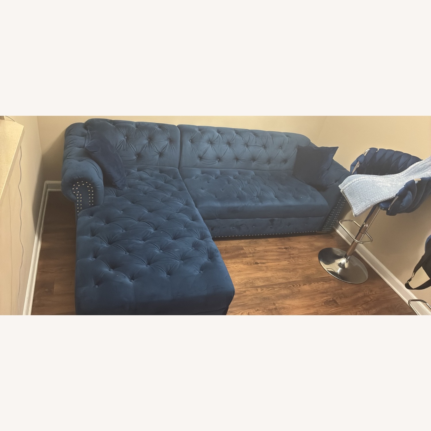 Novica Blue Fabric 2 Piece Sectional - image-1