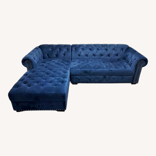 Used Novica Blue Fabric 2 Piece Sectional for sale on AptDeco