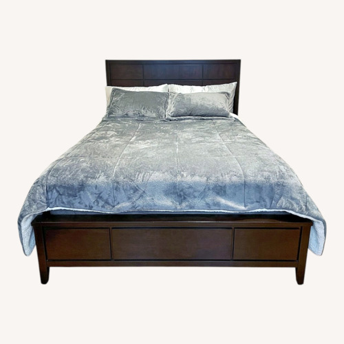 Used Dark Brown Wood Queen Bed for sale on AptDeco