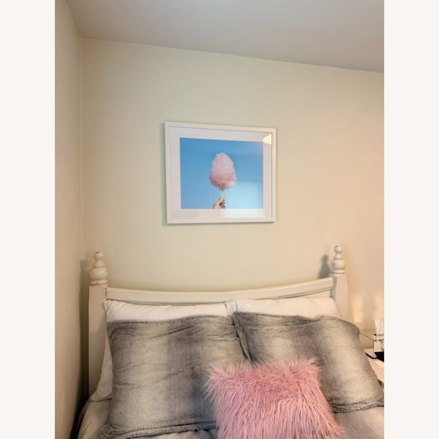 White Wood Wall Art With Cotton Candy - image-3