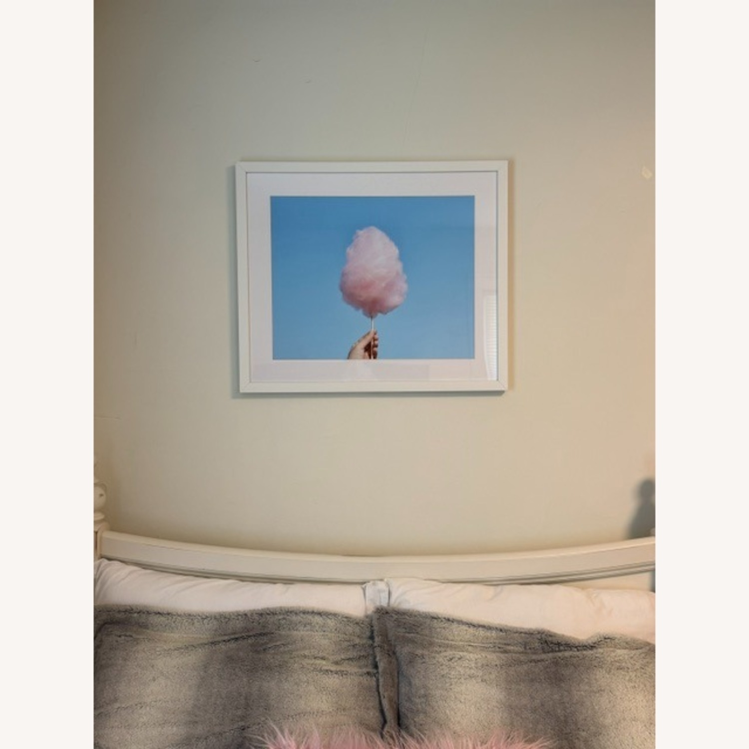 White Wood Wall Art With Cotton Candy - image-2