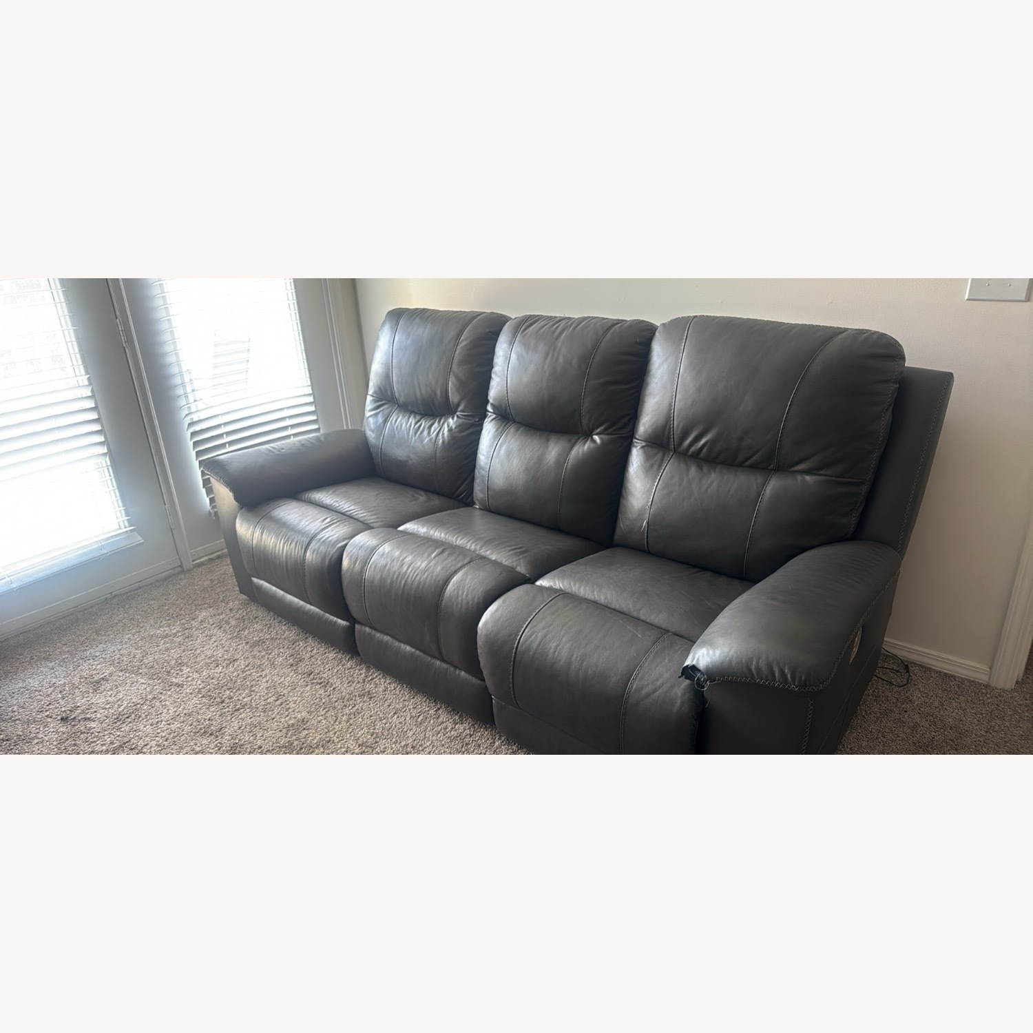 Ashley Furniture Dark Gray Leather 3+ Seater Sofa - image-4