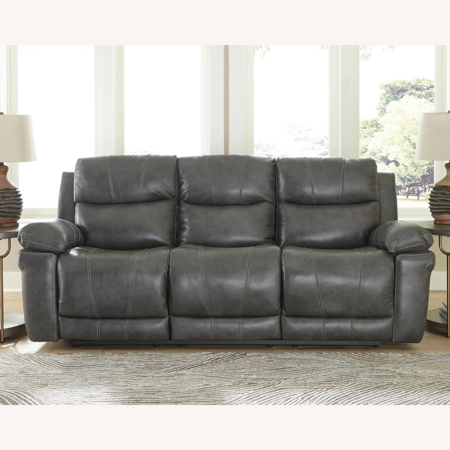Ashley Furniture Dark Gray Leather 3+ Seater Sofa - image-6