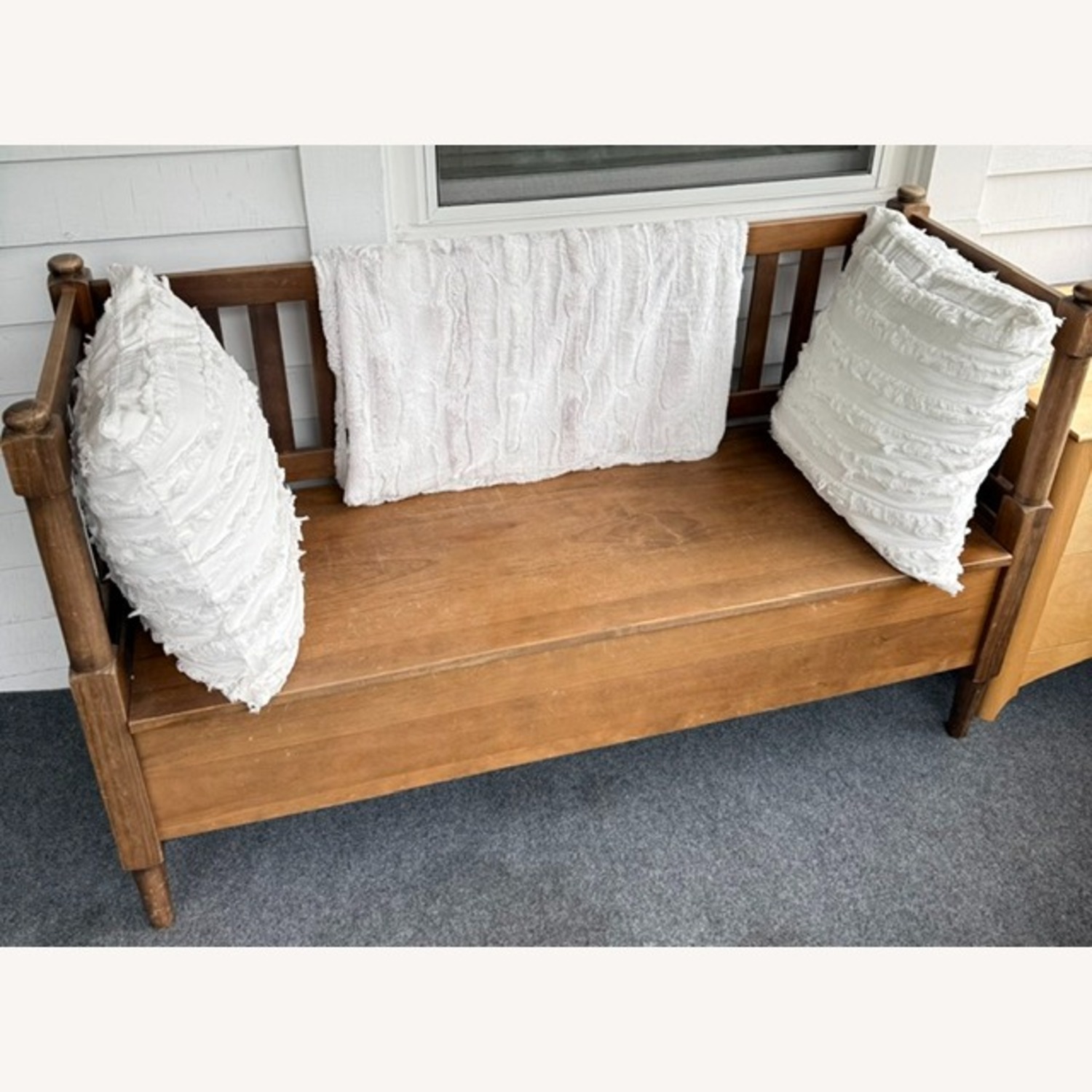 Dark Brown Wood Bench - image-2