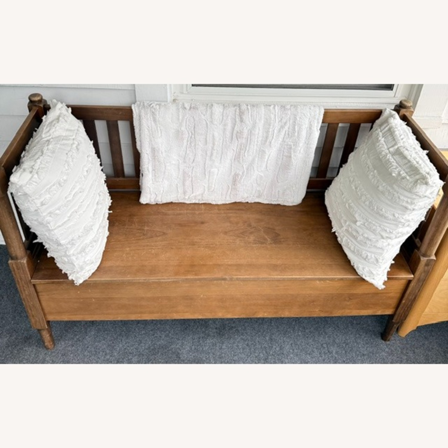 Dark Brown Wood Bench - image-3