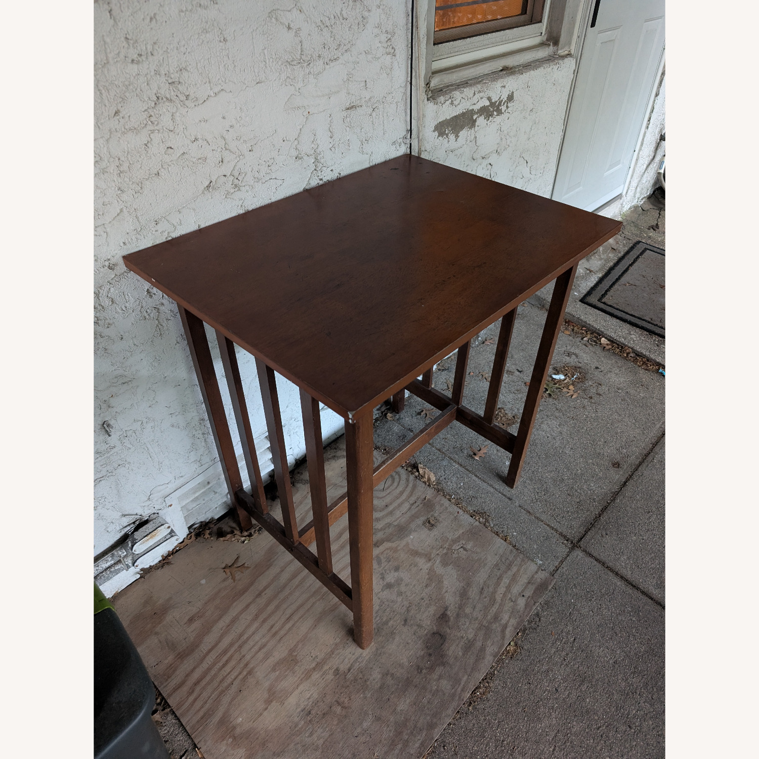 Dark Brown Wood Patio Table - image-2
