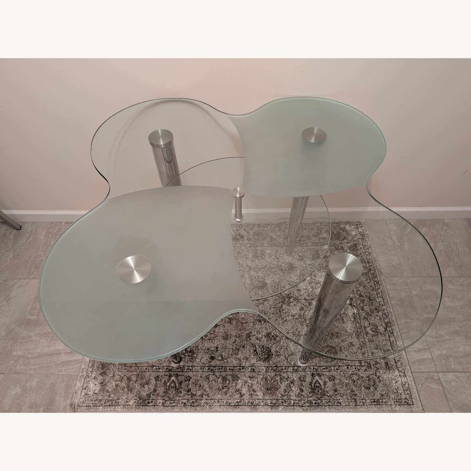 Glass Table with Storage Shelf - image-1