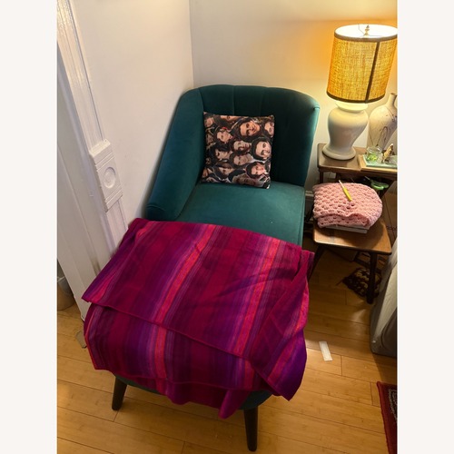 Used Mercury Row Dark Green Velvet Chaise Lounge for sale on AptDeco