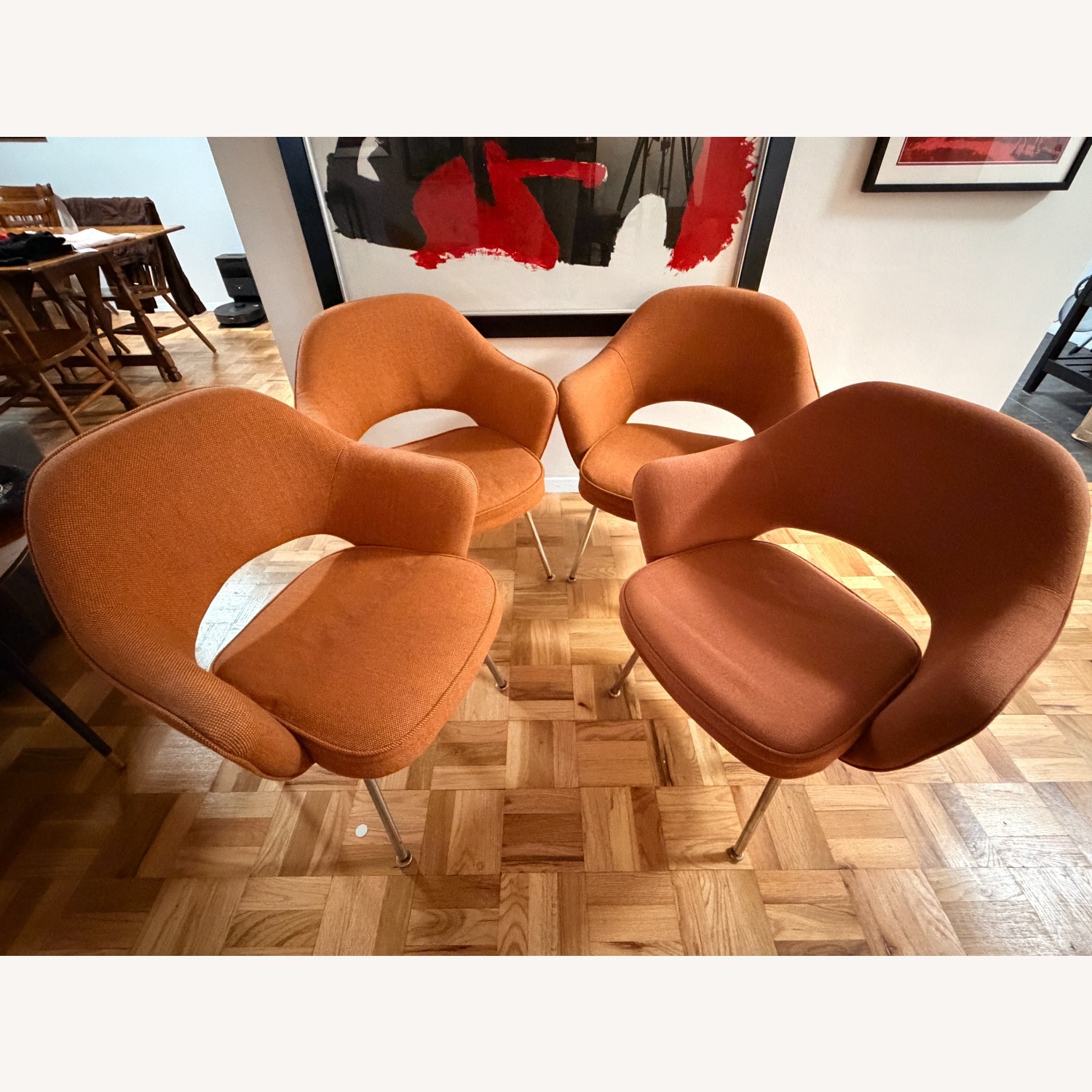 4 Orange Knoll Saarinen Executive Armchairs - image-1