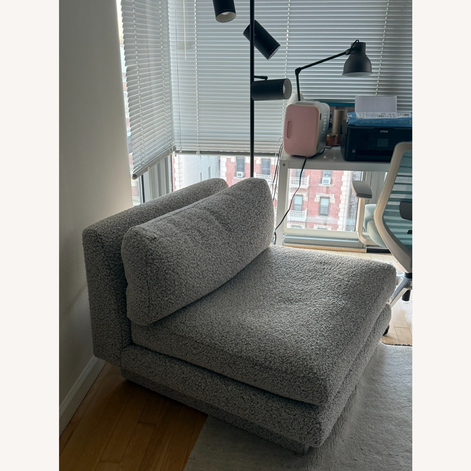 CB2 Light Gray Fabric Armchair - image-1