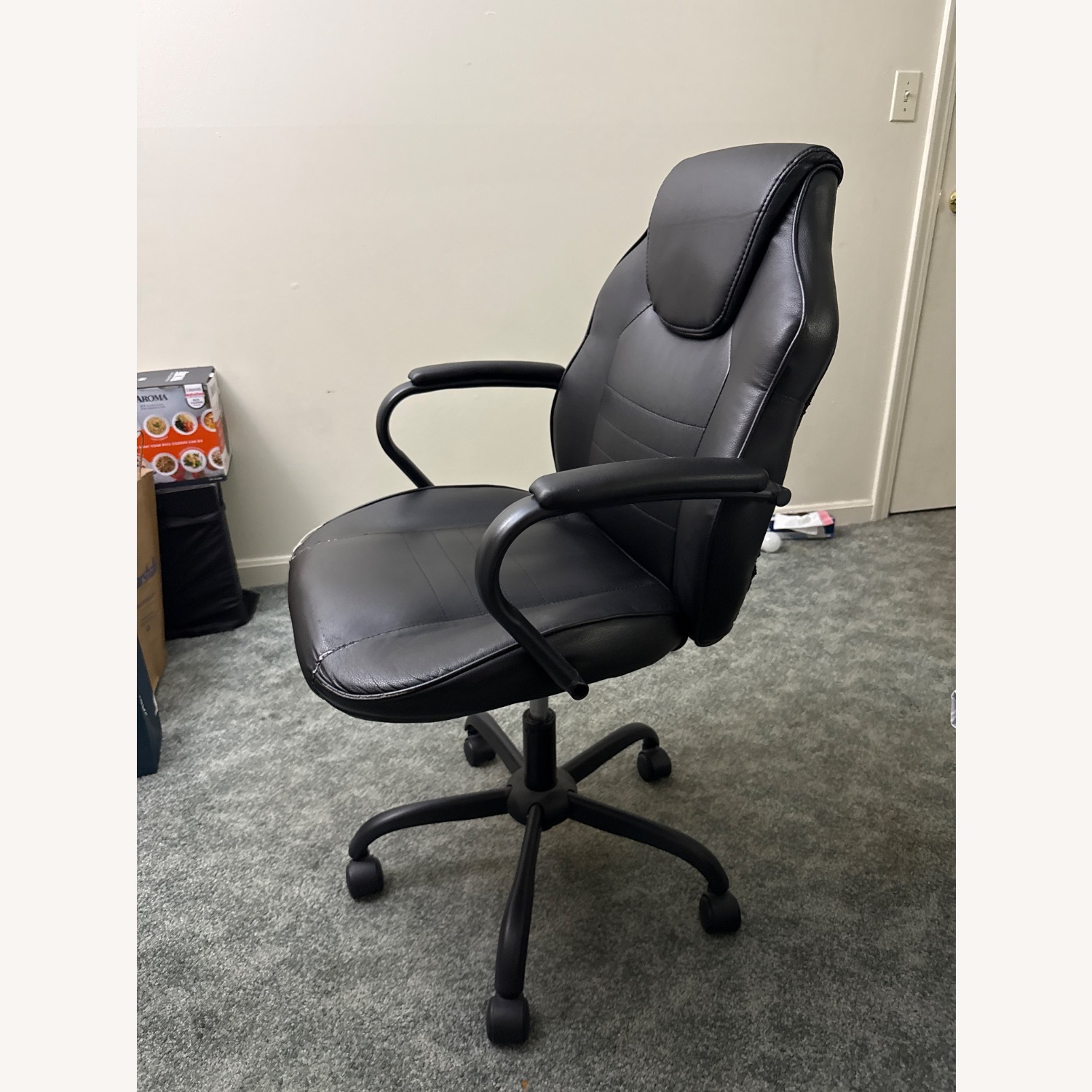Black Leather Office Chair - image-4