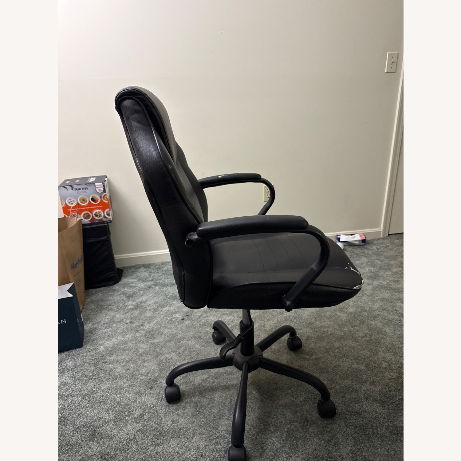 Black Leather Office Chair - image-3