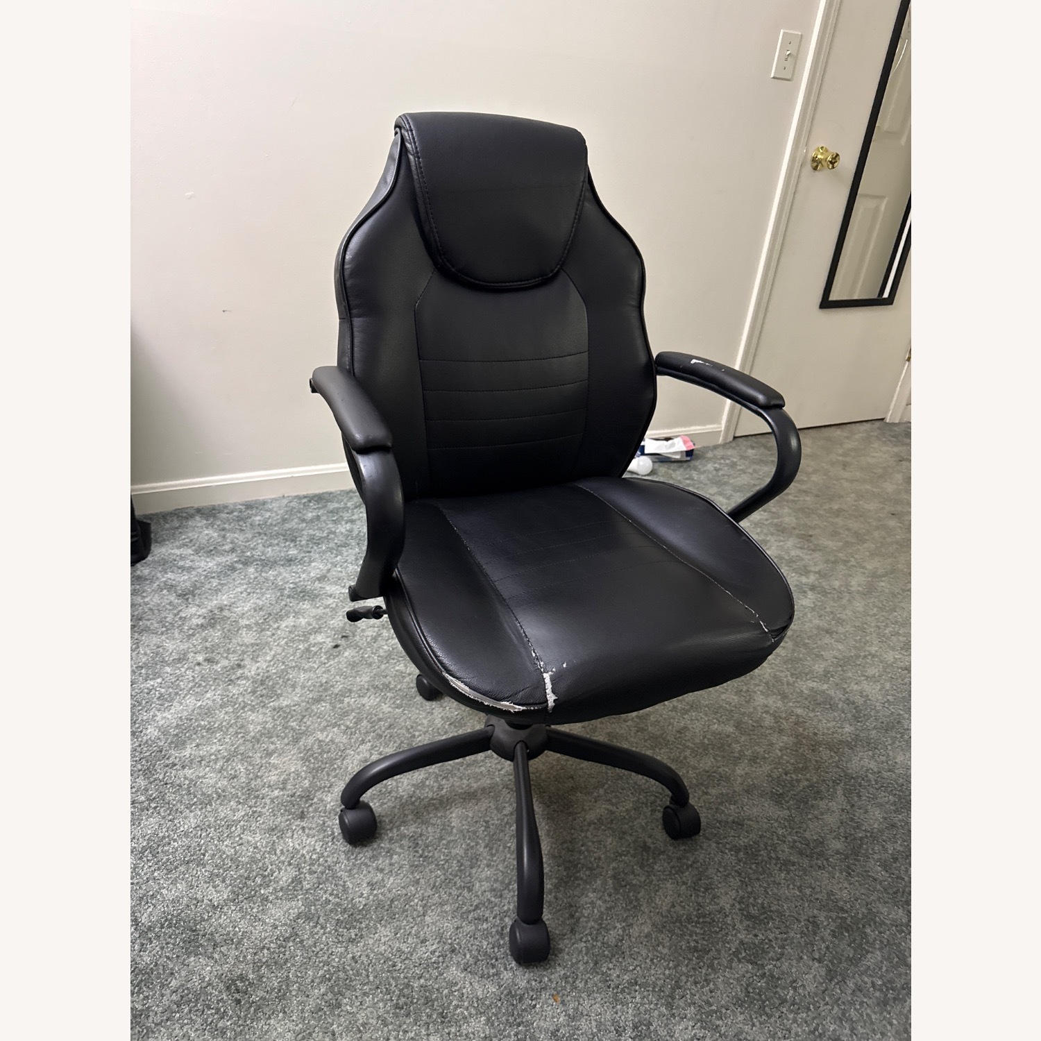 Black Leather Office Chair - image-2