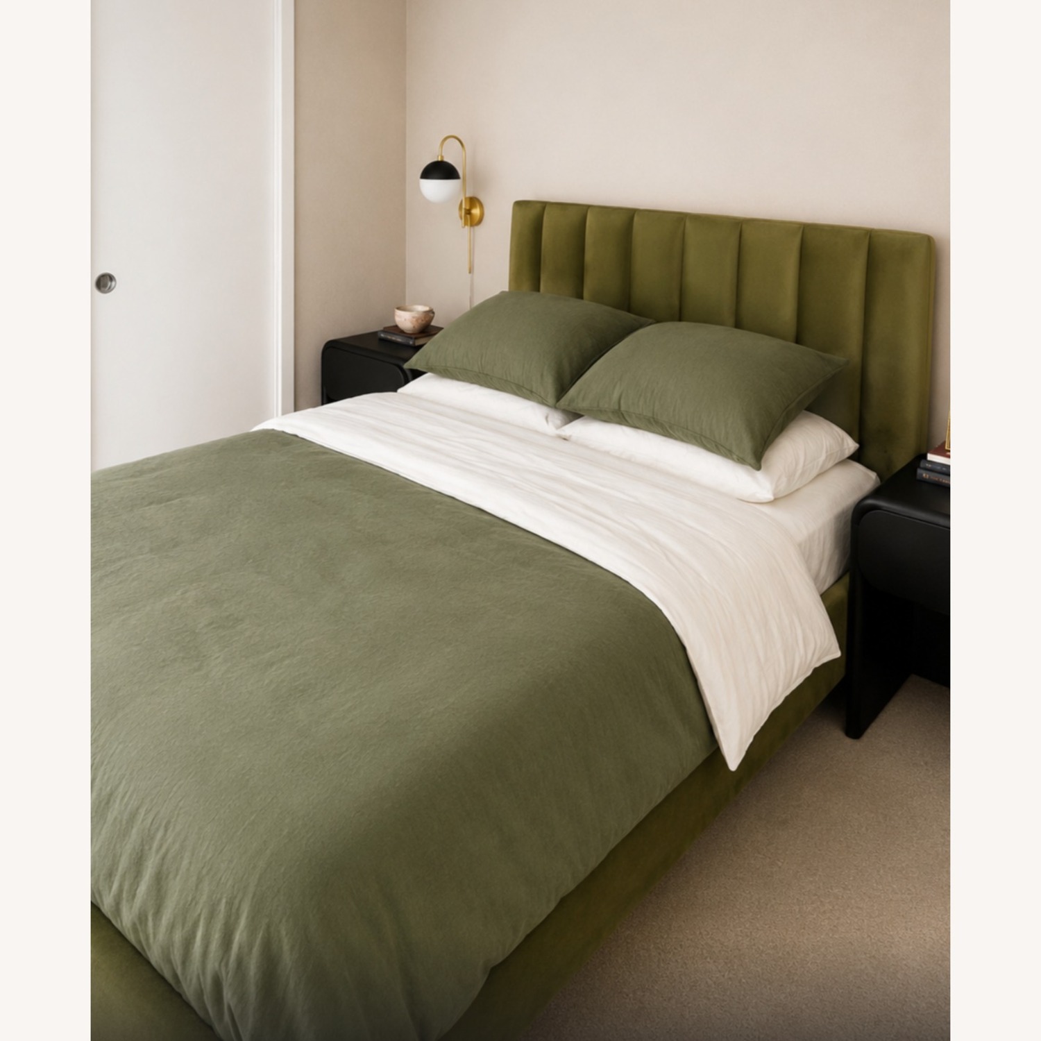 Interior Define Lowen Green Velvet Queen Bed - image-4