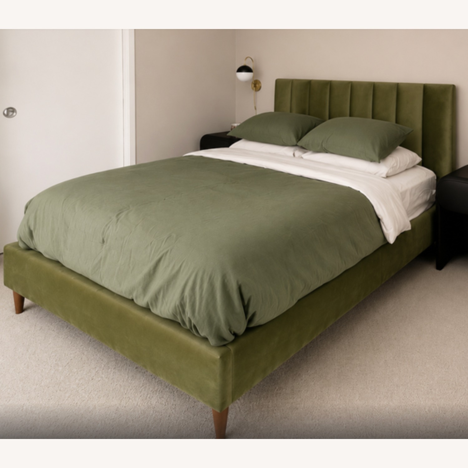 Interior Define Lowen Green Velvet Queen Bed - image-2