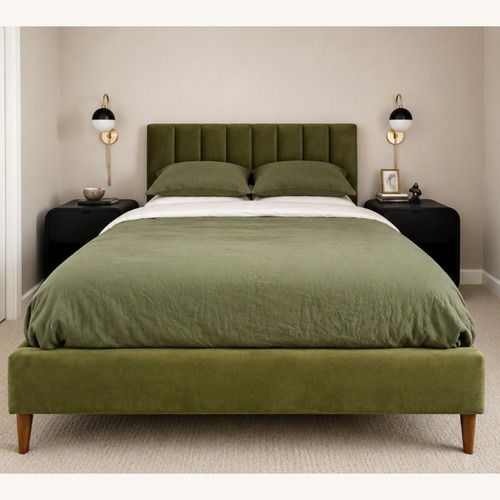 Used Interior Define Lowen Green Velvet Queen Bed for sale on AptDeco